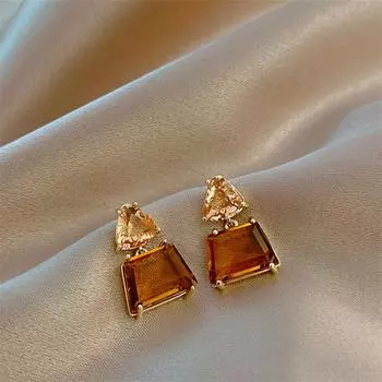 Новые модные винтажные серьги-подвески из кристаллов чайного цвета для женщин, подвески, ювелирные изделия, подарки на вечеринку