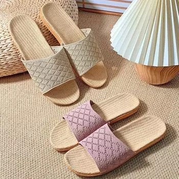 Новые модные вязаные женские льняные тапочки 35 оранжевый