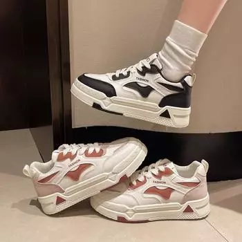 Новые модные высокие кроссовки на платформе для женщин весна-осень на шнуровке удобные вентилируемые туфли на танкетке увеличивающие рост обувь 35 красный