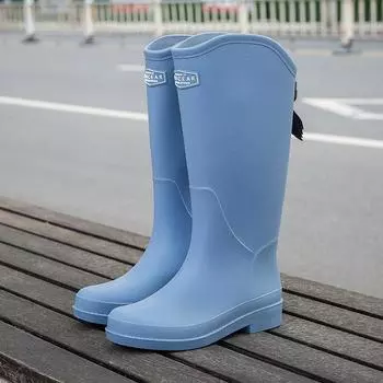 Новые модные высокие женские дождевые ботинки, нескользящая верхняя одежда, съемный бархатный теплый женский дождевой ботинок 36