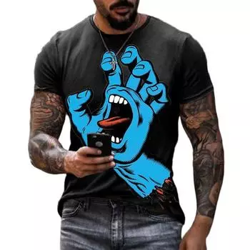 Новые модные забавные футболки с рисунком Terror Monster s Hand, мужские летние повседневные футболки в стиле Харадзюку с круглым вырезом в стиле хип-хоп, уличный стиль S