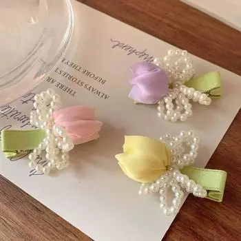 Новые модные заколки для волос в виде тюльпана в корейском стиле, тканевые цветочные заколки для девочек, летние милые заколки, головные уборы, аксессуары для волос жёлтый