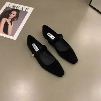 Новые модные замшевые туфли на плоской подошве женские туфли Marie Janes Весенние туфли балетки с квадратным носком Модные роскошные платья Zapatos Mujer 35 красный