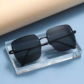 Новые модные женские большие квадратные солнцезащитные очки без оправы, маленькие женские и мужские очки, солнцезащитные очки с градиентом, женские UV400 чёрный