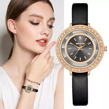 Новые модные женские часы, элегантный стиль, женские кварцевые наручные часы, лучшие брендовые подарки, часы для жены, семьи, друга чёрный