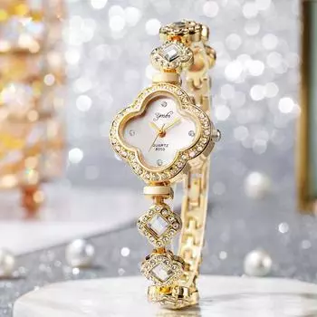 Новые модные женские часы женские Four Leaf Clover Small Dial Advanced Light Luxury Watch чёрный