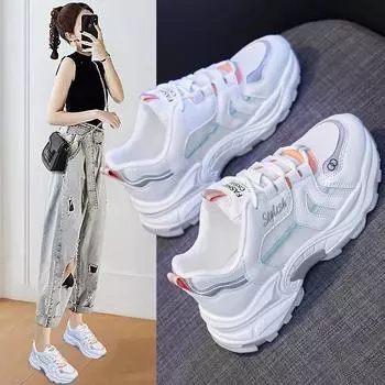 Новые модные женские кроссовки, дышащие удобные кроссовки, светоотражающие теннисные туфли 35 чёрный