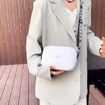Новые модные женские нейлоновые квадратные сумки, женская сумка через плечо, повседневная сумка на молнии с широким ремешком 20x7x13cm белый