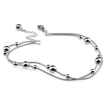 Новые модные женские ножные браслеты с колокольчиками из стерлингового серебра 925 пробы, женские ножные браслеты с двойной змеиной цепочкой, 27 см, ювелирные изделия