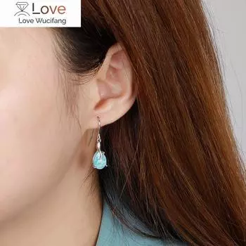 Новые модные женские обтекаемые длинные серьги из стерлингового серебра 925 пробы с натуральным драгоценным ларимаром