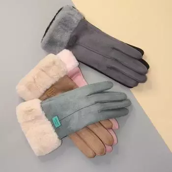 Новые модные женские перчатки осень-зима милые пушистые теплые варежки с длинными пальцами варежки женские спортивные женские перчатки на открытом воздухе экран one size чёрный