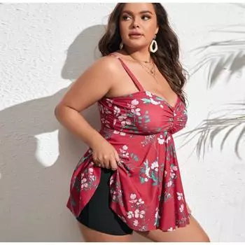 Новые модные женские раздельные цветочные принтованные купальники большого размера модные купальники L разноцветный