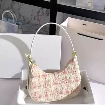 Новые модные женские розовые шерстяные решетчатые сумки-хобо, кошельки, плетеные сумки через плечо, женские сумки, сумки-подмышки Niche