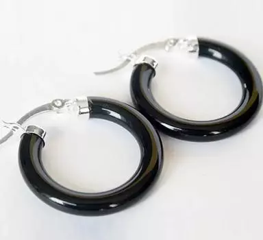 Новые модные женские серьги-кольца из стерлингового серебра 925 пробы, черные серьги