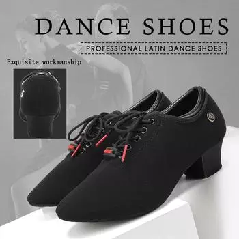 Новые модные женские современные джазовые латинские танцевальные туфли на каблуке 3,5 см черного цвета для обучения учителей танцам в помещении 34 чёрный