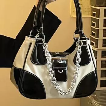 Новые модные женские сумки через плечо, милая крутая ретро-сумка с серебряной цепочкой, панельная корейская стильная продвинутая сумка для отдыха, универсальная сумка через плечо