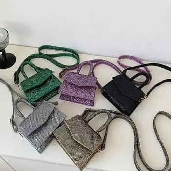 Новые модные женские сумки-мессенджеры из искусственной кожи с пайетками, мини-сумки через плечо, однотонные, с клапаном