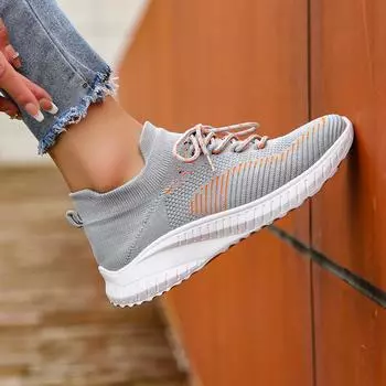 Новые модные женские сверхлегкие повседневные кроссовки большого размера Flying Woven, модные и персонализированные женские изысканные спортивные туфли 35 бежевый