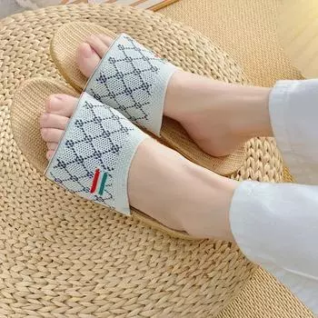 Новые модные женские тапочки из эластичного льна 35 красный