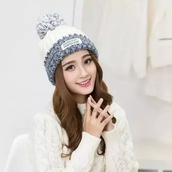 Новые модные женские теплые шерстяные зимние шапки, вязаная меховая шапка для женщин, шапки с буквами Skullies, 6 цветов, шапка One Size красный