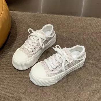 Новые модные женские толстые тапочки с летней женской одеждой Baotou, весенние и осенние белые парусиновые туфли без застежек Zapatos Mujer 35 розовый