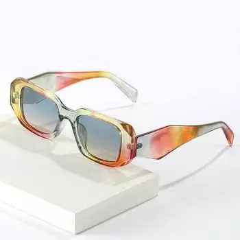 Новые модные женские трендовые квадратные солнцезащитные очки женские в европейском и американском стиле для трансграничной уличной съемки синий/жёлтый