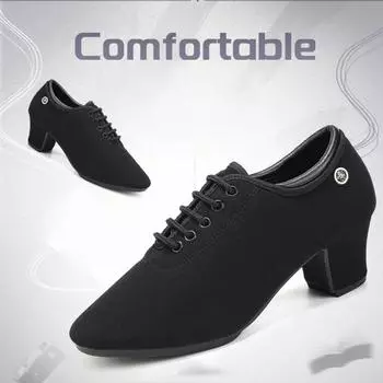 Новые модные женские туфли для латиноамериканских танцев в стиле модерн на каблуке 5 см черного цвета для обучения учителей танцам 34 чёрный