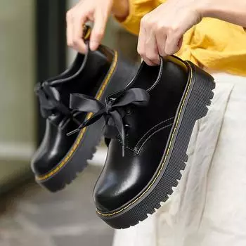 Новые модные женские туфли из натуральной кожи на платформе, удобные для работы, туфли-оксфорды для женщин, туфли в стиле Лолита 36