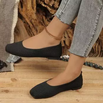 Новые модные женские туфли-лодочки на низком каблуке без застежек для женщин с квадратным носком на платформе, мокасины из воздушной сетки, однотонные, повседневные женские туфли для отдыха 36 чёрный