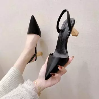 Новые модные женские туфли-лодочки на тонком каблуке с открытым носком, женские босоножки на высоком каблуке, слипоны с острым носком, женские туфли для вечеринок 35 бежевый