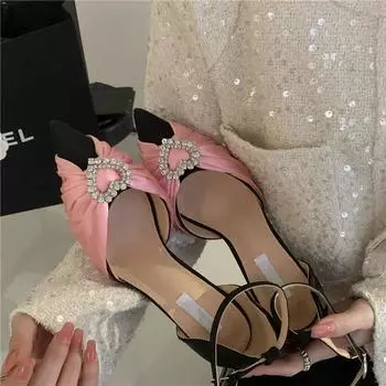 Новые модные женские туфли-лодочки на высоком каблуке-шпильке, сексуальные женские сандалии с пряжкой и ремешком для вечеринки, выпускного вечера, женские сандалии-мулы 35 чёрный