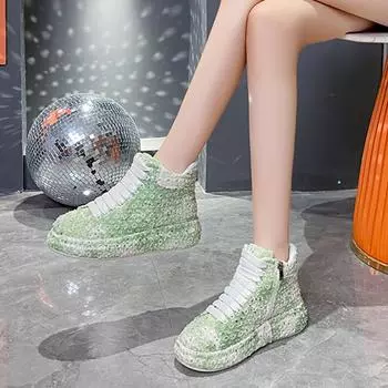 Новые модные женские туфли на плоской подошве из денима, осенние повседневные туфли для активного отдыха, дышащие кроссовки с толстой подошвой для бега и походов 35-40 35 чёрный