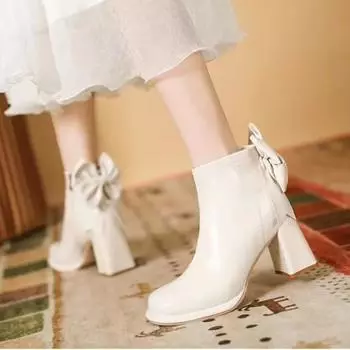 Новые модные женские туфли с круглым носком и квадратным каблуком, элегантные износостойкие повседневные удобные короткие ботинки 34 бежевый