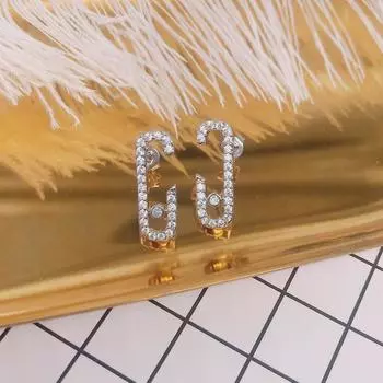 Новые модные женские уникальные маленькие серьги-булавки из белого золота с желтым позолоченным покрытием, серьги-гвоздики для женщин, ювелирные украшения белого золота