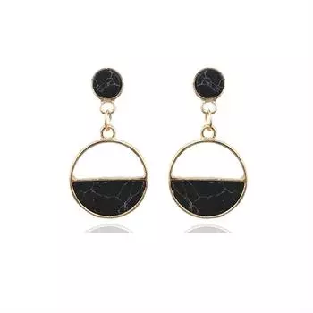 Новые модные женские висячие серьги с мраморной полоской, полые круглые подвески, длинные висячие серьги для женщин в стиле бохо, новинка в brincos