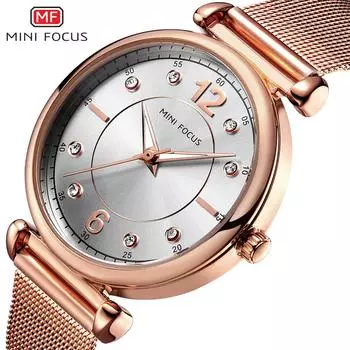 Новые модные женские водонепроницаемые часы с металлическим сетчатым ремешком и бриллиантами