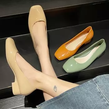 Новые модные женские водонепроницаемые дождевые туфли с неглубоким носком и низким каблуком из ПВХ, одинарные туфли, универсальная повседневная женская обувь 36 светло-зеленый