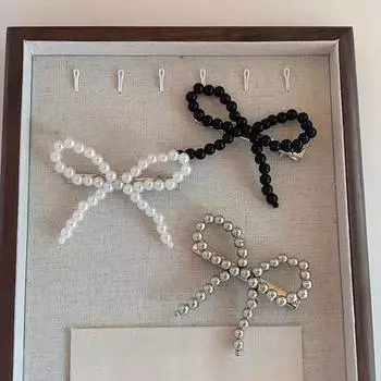 Новые модные женские заколки-банты с жемчугом для волос, аксессуары для волос для девочек, заколки для волос, держатели для волос, дропшиппинг one size серебряный