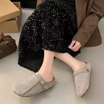 Новые модные женские замшевые тапочки-мюли сандалии с пробковой стелькой для пляжа на открытом воздухе мягкие в разных цветах 35