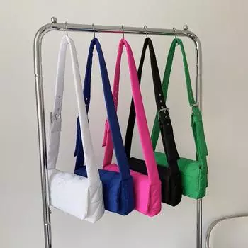 Новые модные женские зимние сумки из нейлона с квадратным клапаном, стеганая сумка через плечо, женская маленькая сумка через плечо с хлопковой подкладкой розы красного