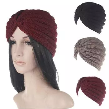 Новые модные зимние мешковатые теплые женские шапки, шапочки, вязаные крючком, наушники, шапки, шапки для девочек вино красного