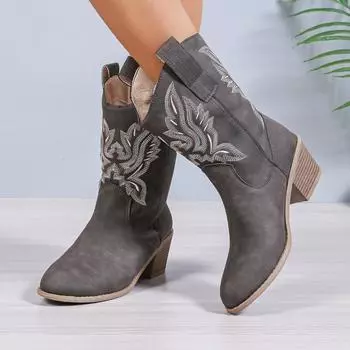 Новые модные зимние женские сапоги универсальные теплые модные сапоги на низком каблуке с острым носком удобные женские сапоги 36