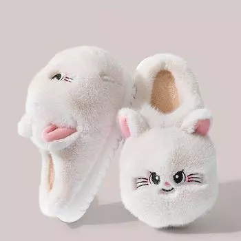 Новые мохнатые тапочки, которые выглядят как ваша кошка, женские пушистые тапочки для улицы для кошек, женские пушистые тапочки для кошек, зимняя теплая домашняя обувь 36-37