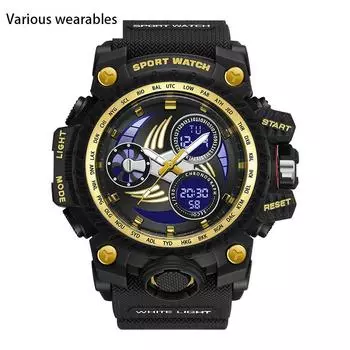 Новые молодежные электронные часы светящиеся водонепроницаемые модные ветрозащитные часы с будильником мужские часы