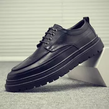 Новые молодежные мужские туфли в британском стиле в стиле ретро Brock Carved, дышащие кожаные туфли, мужская повседневная обувь Z06-C 38 чёрный