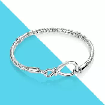 Новые моменты бесконечность узел змея цепочка браслет 925 серебро подходят оригинальные подвески своими руками для подвески браслет изящные ювелирные изделия изготовление 17cm
