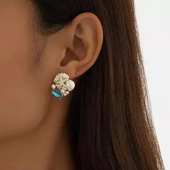 Новые морские элементы Серьги с жемчугом и ракушками, модный дизайн, изысканные ювелирные серьги из драгоценных камней и кристаллов