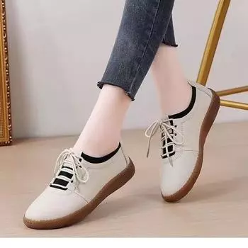 Новые мягкие белые кожаные туфли Mom для работы и повседневной носки - коллекция весна-лето 2024 г.. Доступны большие размеры. 41 чёрный