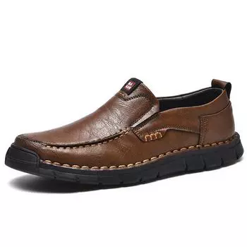 Новые мягкие кожаные мужские туфли, уличные мужские мокасины, роскошные дышащие мужские туфли для вождения, нескользящие, повседневные мужские туфли ручной работы 38 коричневый