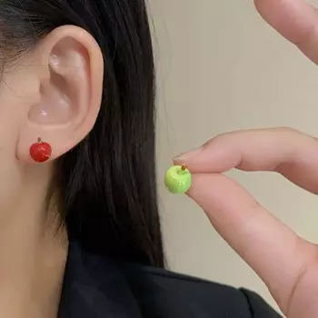 Новые мультяшные серьги Apple простые креативные милые серьги Apple для девочек ювелирные изделия подарки как